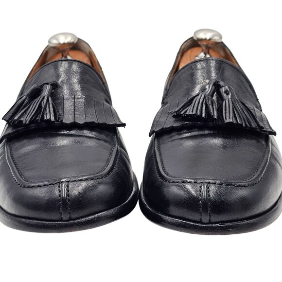 Vintage Bragano Italy Dress Shoes Men's 9.5M Black Leather Tassel Kiltie Loafers - Picture 8 of 10